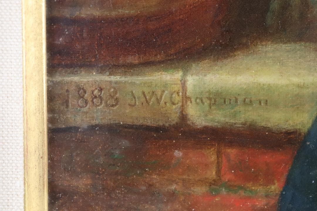 Painting Antique 19th Century Portrait by J.W. Chapman (1888)/ Original Oil - 17