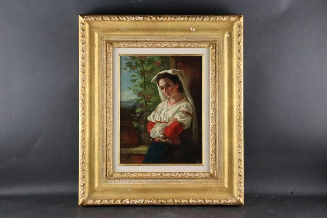 Painting Antique 19th Century Portrait by J.W. Chapman (1888)/ Original Oil - 3