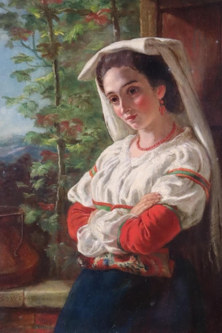 Painting Antique 19th Century Portrait by J.W. Chapman (1888)/ Original Oil - 4