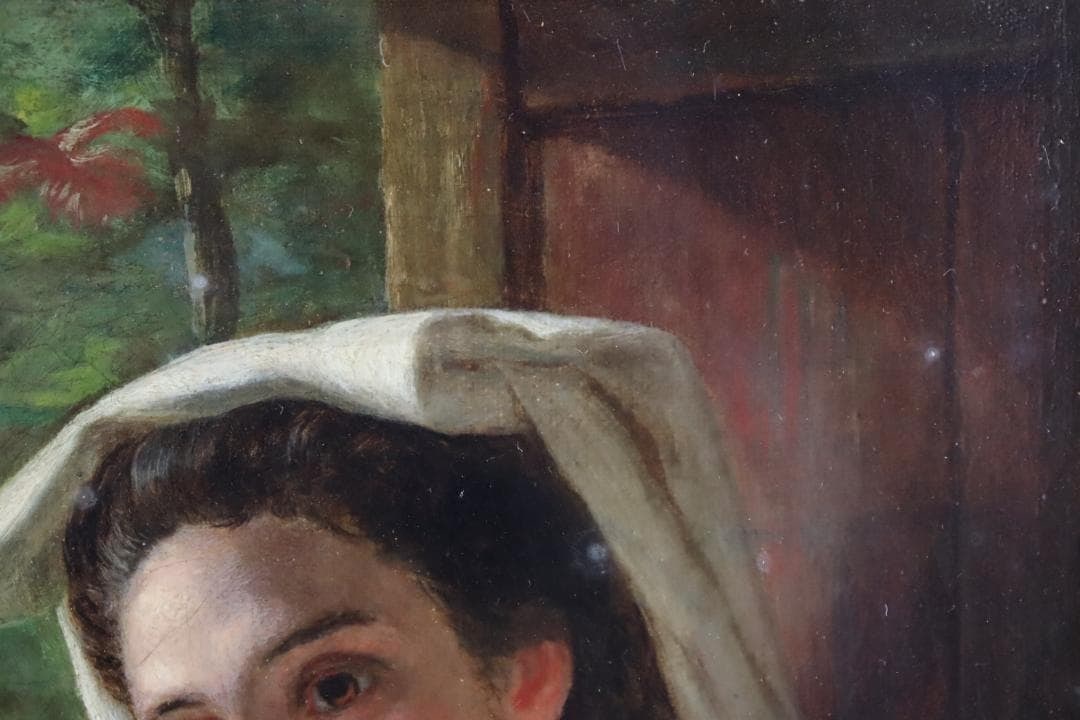 Painting Antique 19th Century Portrait by J.W. Chapman (1888)/ Original Oil - 7