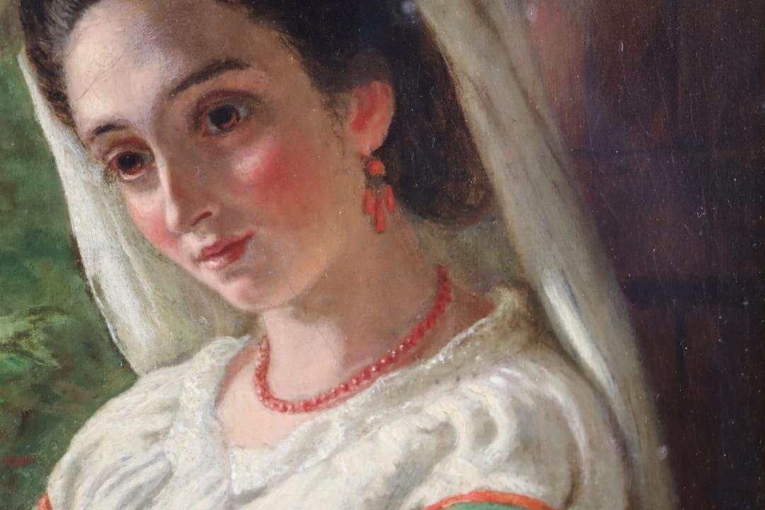 Painting Antique 19th Century Portrait by J.W. Chapman (1888)/ Original Oil - 8