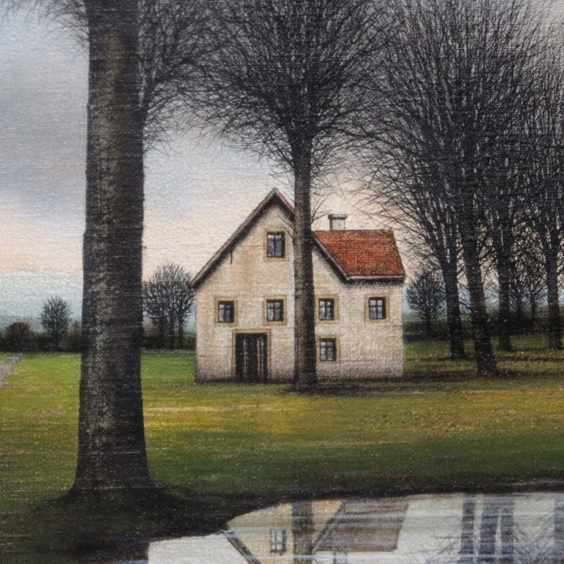 signed - Jack Depelt - oil painting on canvas - size 5 - "Trees and House - " 1985 - 3