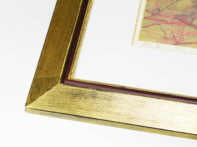 Framed JOICHI HOSHI "Trunk and Branches (Red Gold)" 1973 Woodblock Print Signed - 11