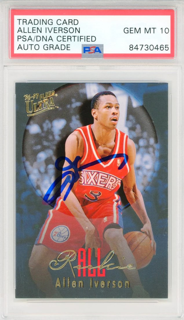 10) Allen Iverson Autographed 1996-97 Fleer Ultra Card #7 (PSA Auto Gem Mt: 10) Allen Iverson Autographed 1996-97 Fleer Ultra Card #7 (PSA Auto Gem Mt This listing features 10) Allen Iverson Autographed 1996-97 Fleer Ultra Card #7 (PSA Auto Gem Mt. Item specifics are