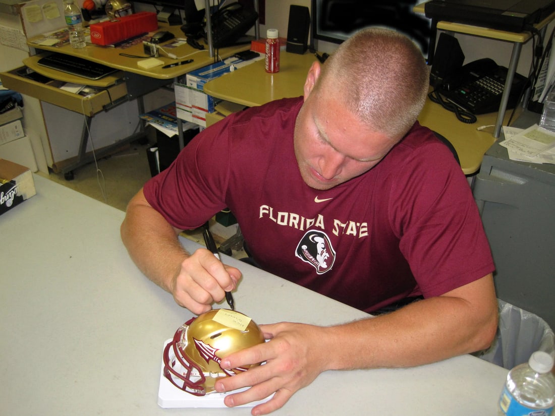 (JSA) Nick O'Leary Go Noles Autographed Florida State Seminoles Mini Helmet - 2