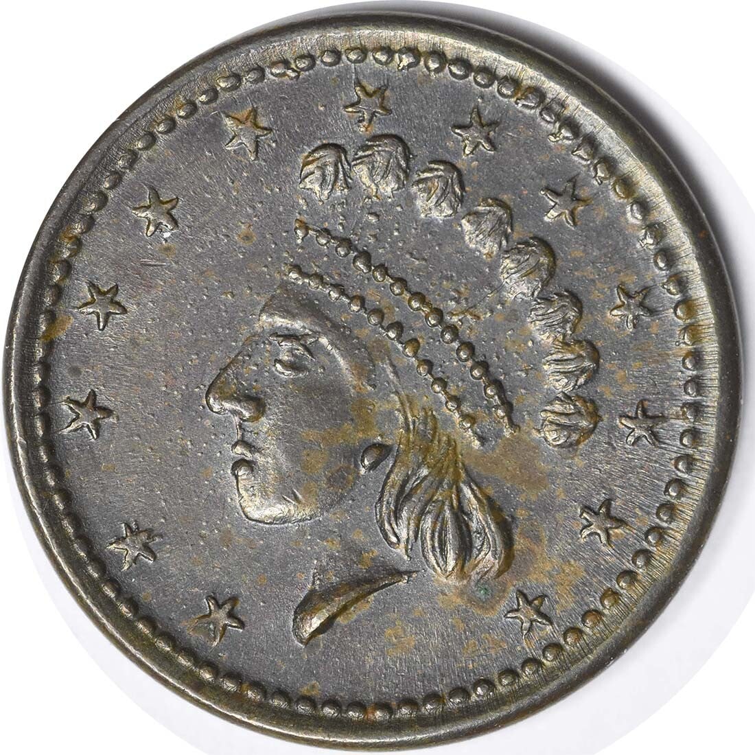 Uncertified 1863 Civil War Token Indian Princess Patriotic 51/ 334 Choice BU (1 of 2)