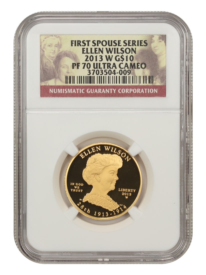 PR70DCAM 2013-W $10 Ellen Wilson NGC: PR70DCAM 2013-W $10 Ellen Wilson NGC This listing features PR70DCAM 2013-W $10 Ellen Wilson NGC. Item specifics are provided below. Item Specifics: Certification: NGC Certification Number: 3703504009