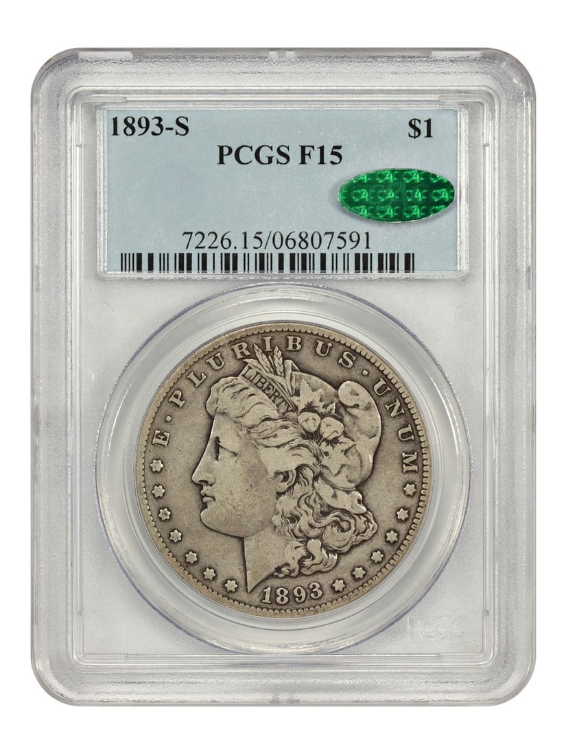 Key Date Morgan Rarity - 1893-S $1 PCGS/ CAC Fine 15 - Morgan Dollar (1 of 4)
