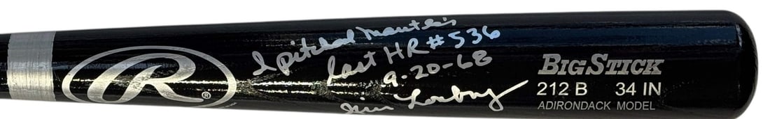 Bat Jim Lonborg Autographed Rawlings Adirondack Big Stick - 2