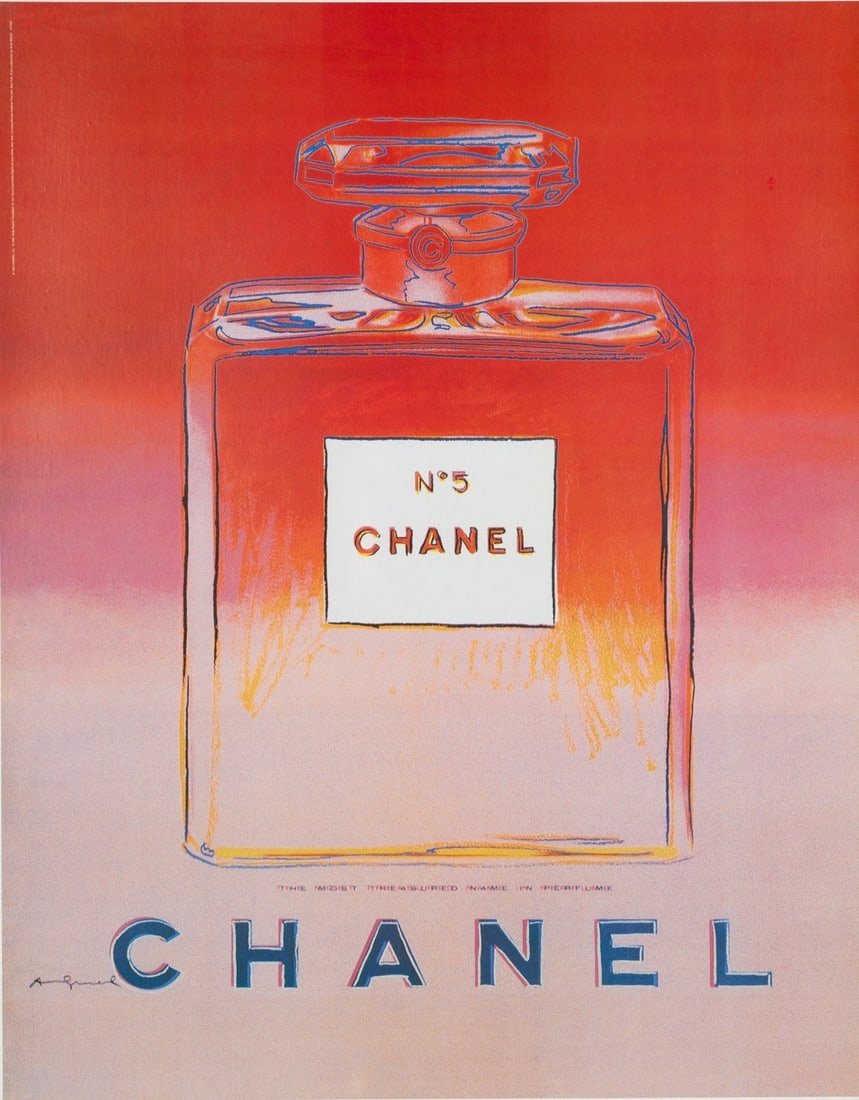 Inches Chanel Andy Warhol N5 Perfume Original On Linen Red/ Pink 22 X 29 - 2