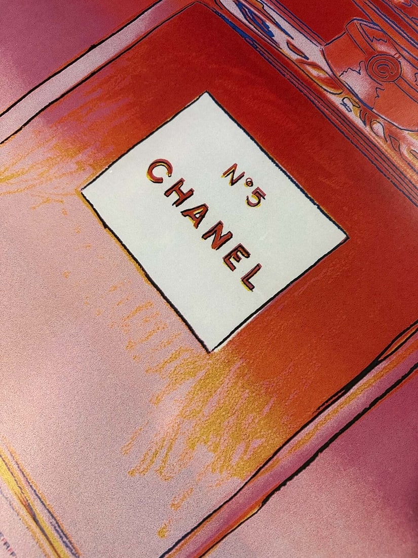 Inches Chanel Andy Warhol N5 Perfume Original On Linen Red/ Pink 22 X 29 - 6
