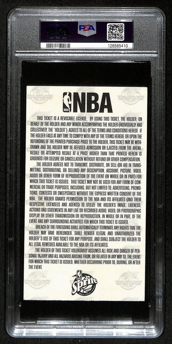 2001 NBA All-Star Game Ticket Stub Iverson MVP PSA VG 3 201396 - February 11 - 2