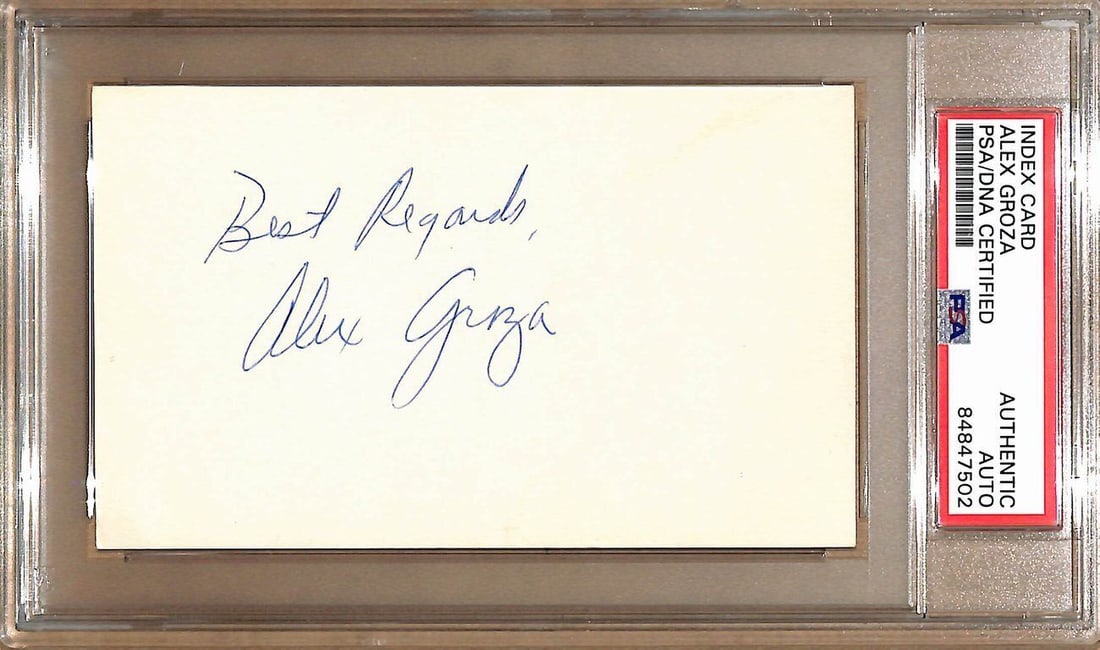 178820 Alex Groza Autographed/ Insc 3x5 Index Card Kentucky Wildcats PSA/ DNA (1 of 2)