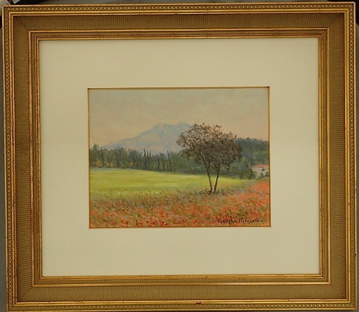 Landscape Rodolphe Planquette Signed Pastel on paper Painting Framed Mountain - 2