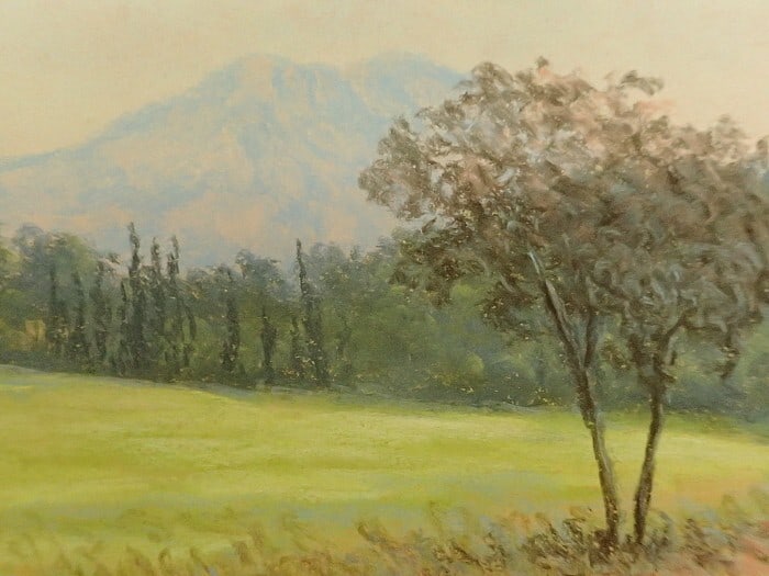 Landscape Rodolphe Planquette Signed Pastel on paper Painting Framed Mountain - 3