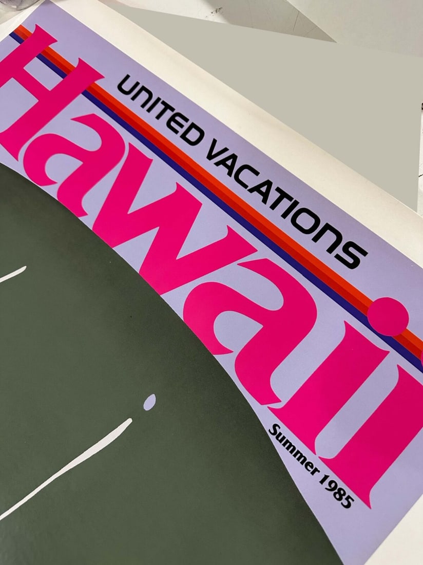 Linen United Airlines Hawaii Poster Pegge Hopper 1985 On - 4