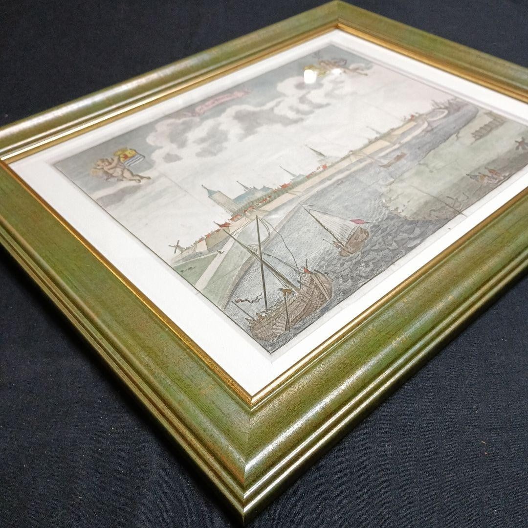 Map 1696 Hand Colored Engraving De Stad Tholen by Mattheus Smallegange Zeeland - 17