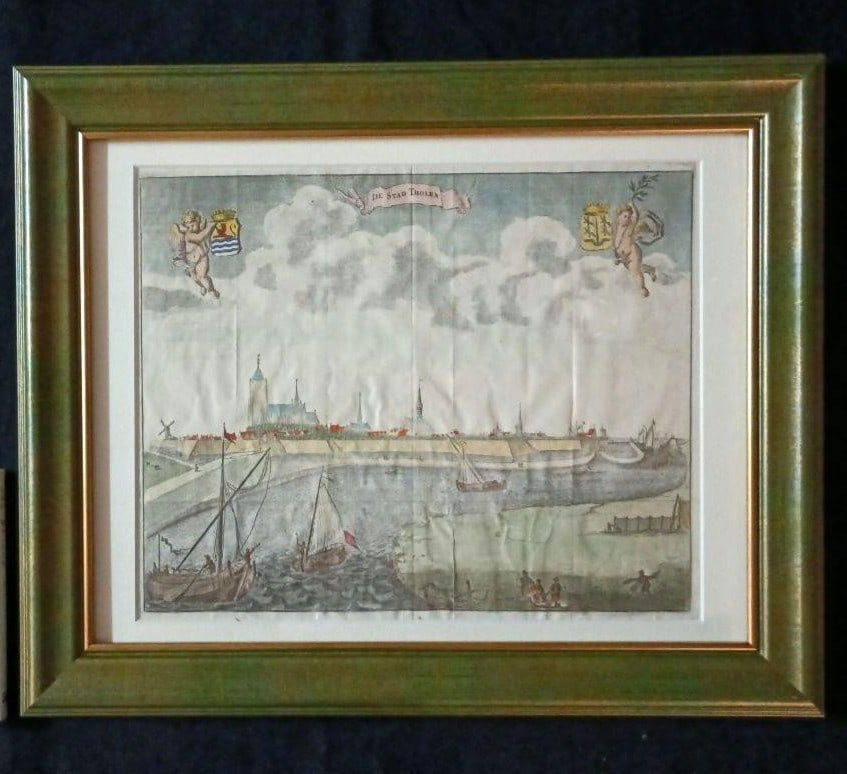 Map 1696 Hand Colored Engraving De Stad Tholen by Mattheus Smallegange Zeeland (1 of 19)