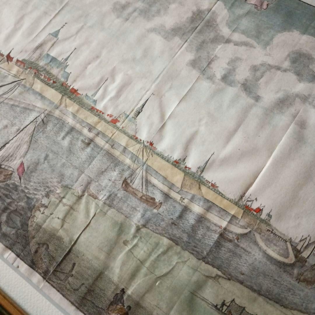 Map 1696 Hand Colored Engraving De Stad Tholen by Mattheus Smallegange Zeeland - 3