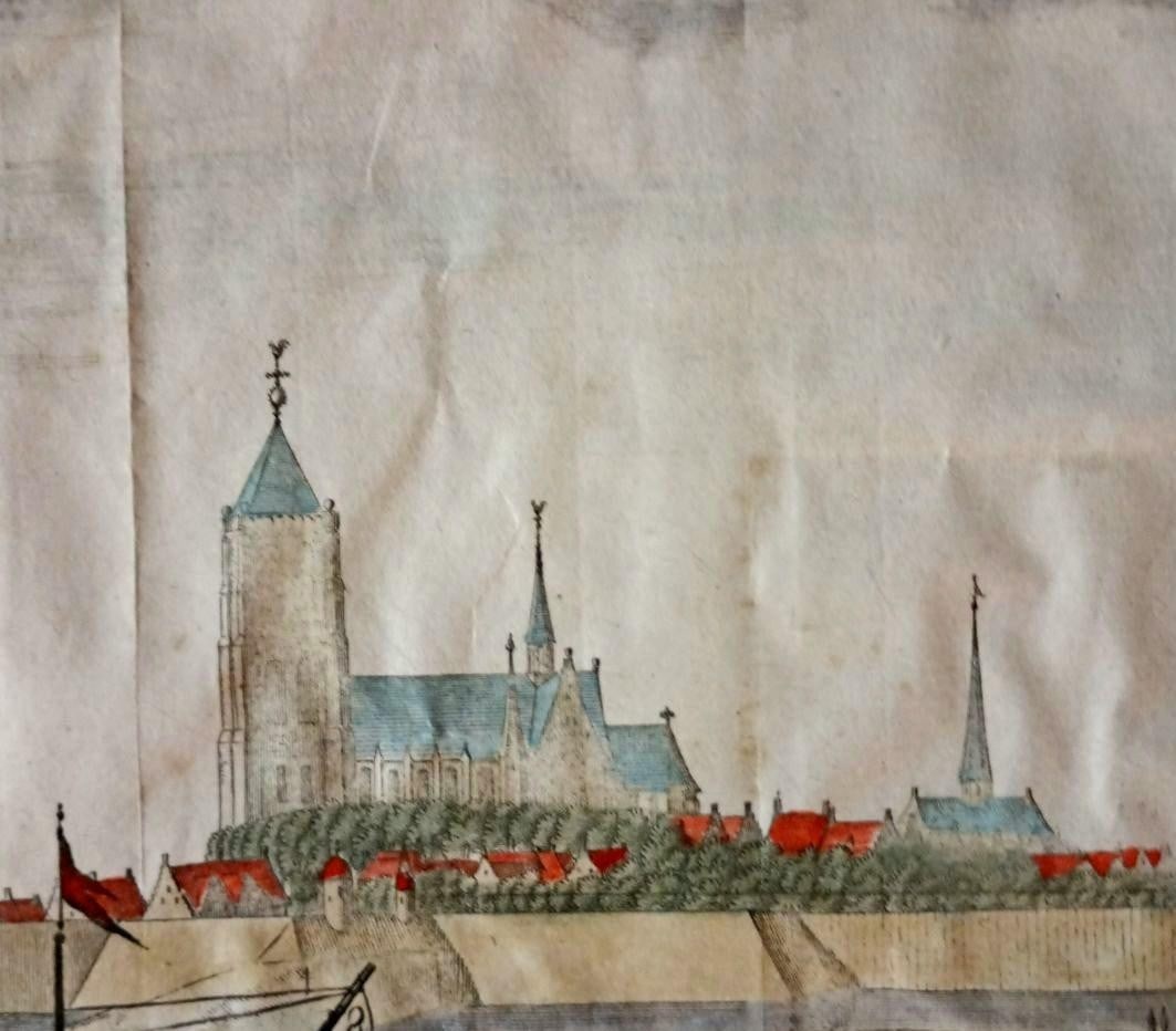 Map 1696 Hand Colored Engraving De Stad Tholen by Mattheus Smallegange Zeeland - 7