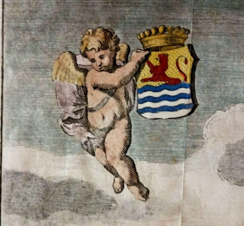 Map 1696 Hand Colored Engraving De Stad Tholen by Mattheus Smallegange Zeeland - 9