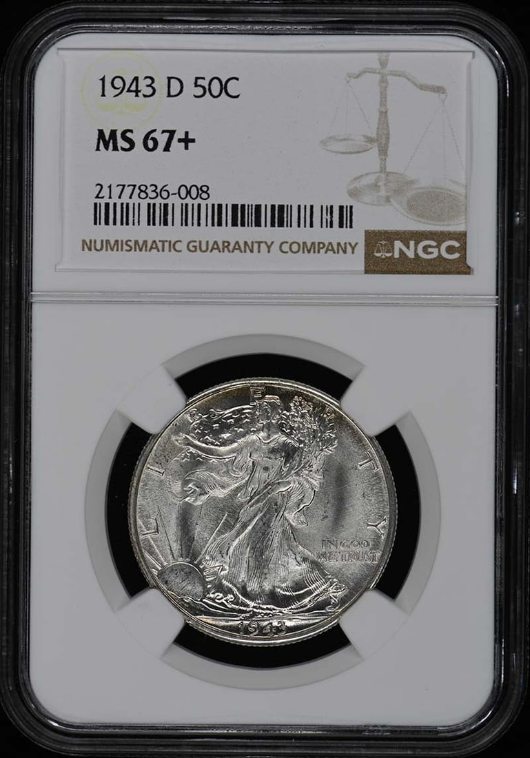 MS67+ 1943-D Walking Liberty Half Dollar 50C NGC (1 of 3)
