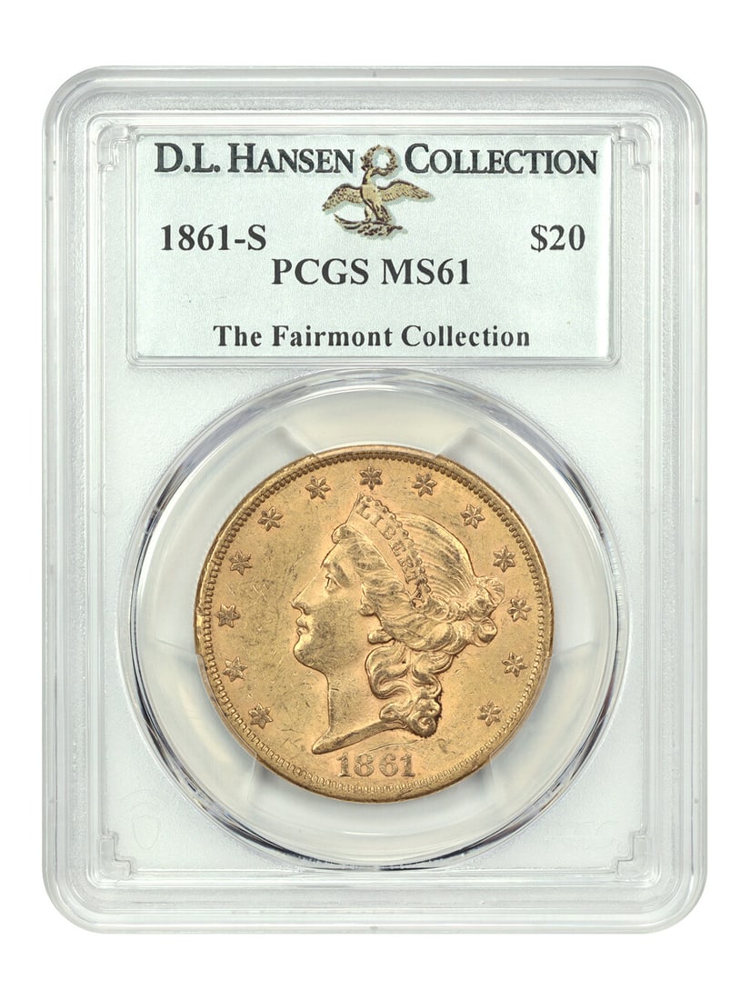 Hansen 1861-S $20 PCGS MS61 ex: D.L.: Hansen 1861-S $20 PCGS MS61 ex: D.L. This listing features Hansen 1861-S $20 PCGS MS61 ex: D.L.. Item specifics are provided below. Item Specifics: Certification: PCGS Certification Number: 45944696 C