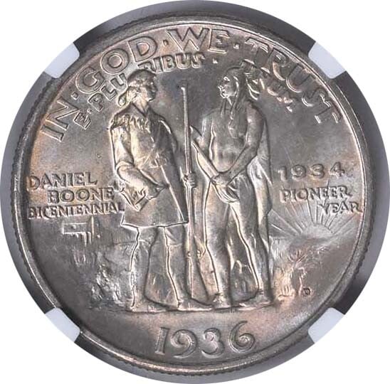 NGC Boone Commemorative Silver Half Dollar 1936-D MS67 - 3