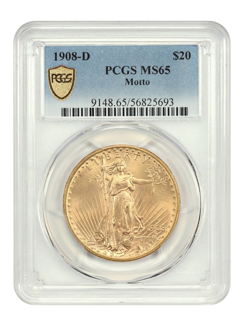 Scarce Date - 1908-D $20 PCGS MS65 (Motto) - St. Gaudens $20: Scarce Date - 1908-D $20 PCGS MS65 (Motto) - St. Gaudens $20 This listing features Scarce Date - 1908-D $20 PCGS MS65 (Motto) - St. Gaudens $20. Item specifics are provided below. Item Specifics: