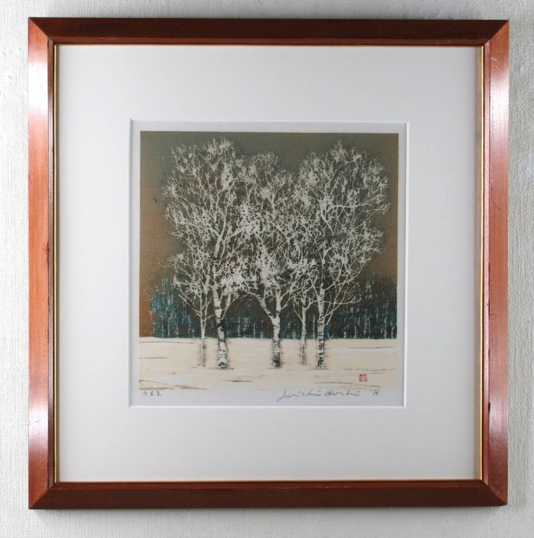 Birch Joichi Hoshi Winter Trees 1976 Woodblock Print Signed Japanese Art: Birch Joichi Hoshi Winter Trees 1976 Woodblock Print Signed Japanese Art This listing features Birch Joichi Hoshi Winter Trees 1976 Woodblock Print Signed Japanese Art. Item specifics are provided bel