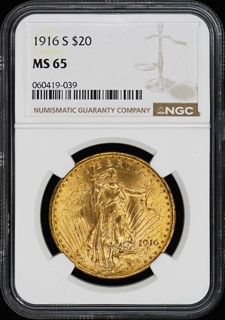 MS65 1916-S Saint-Gaudens $20 NGC: MS65 1916-S Saint-Gaudens $20 NGC This listing features MS65 1916-S Saint-Gaudens $20 NGC. Item specifics are provided below. Item Specifics: Certification: NGC Certification Number: 60419039 Grade: M