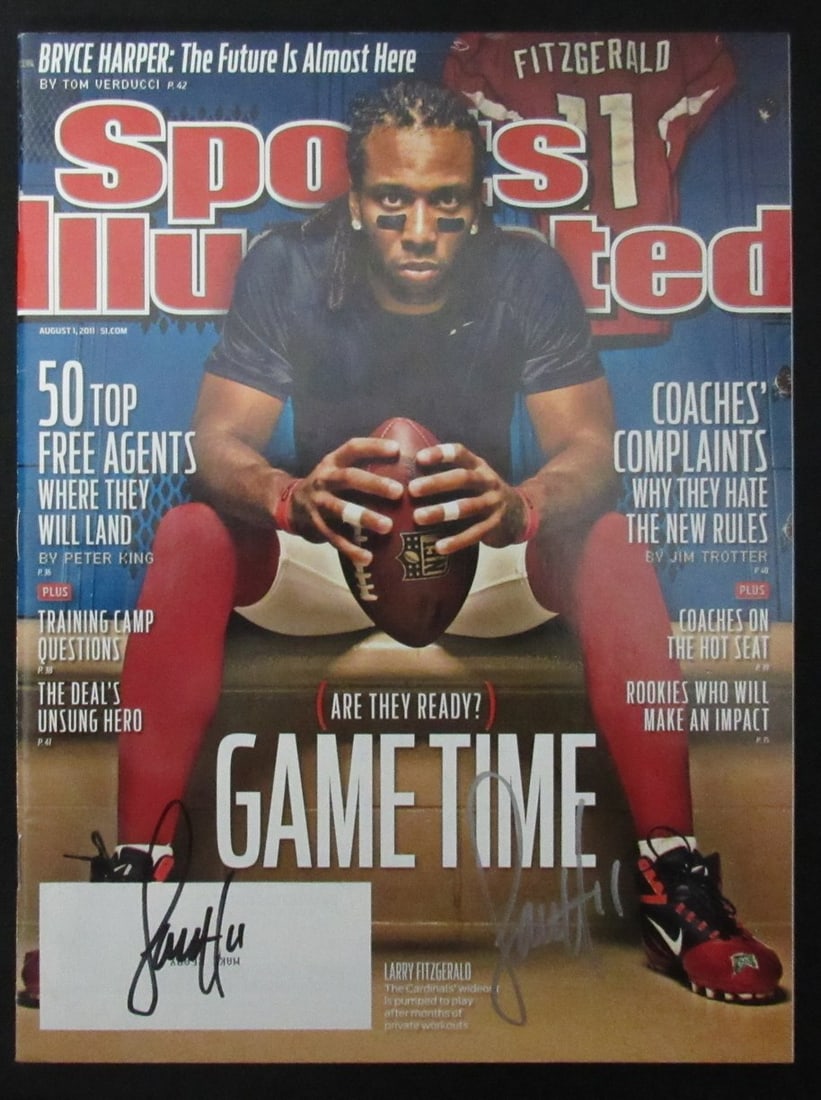 190779 Larry Fitzgerald Signed 2011 Sports Illustrated Magazine NO LABEL JSA (1 of 4)