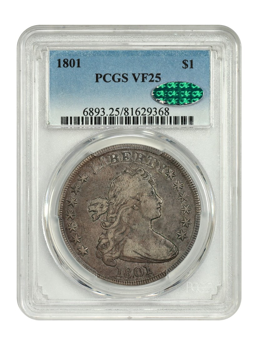 Draped Bust Dollar - 1801 $1 PCGS/ CAC VF25 (1 of 4)