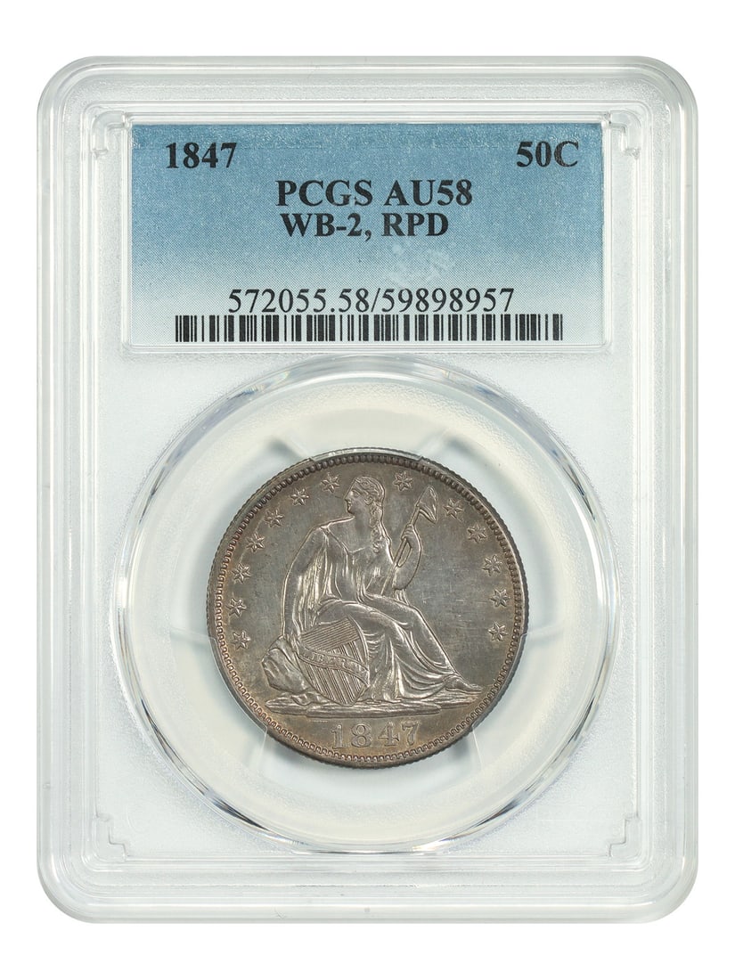Liberty Seated Half Dollar - 1847 50C PCGS AU58 (WB-2, RPD) (1 of 4)