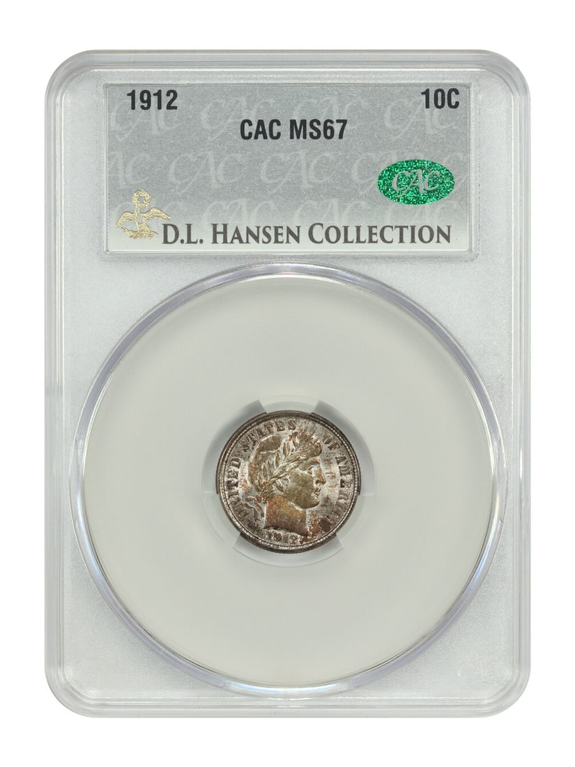 Barber Dime - 1912 10C CACG MS67 ex: D.L. Hansen: Barber Dime - 1912 10C CACG MS67 ex: D.L. Hansen This listing features Barber Dime - 1912 10C CACG MS67 ex: D.L. Hansen. Item specifics are provided below. Item Specifics: Certification: CACG Certific