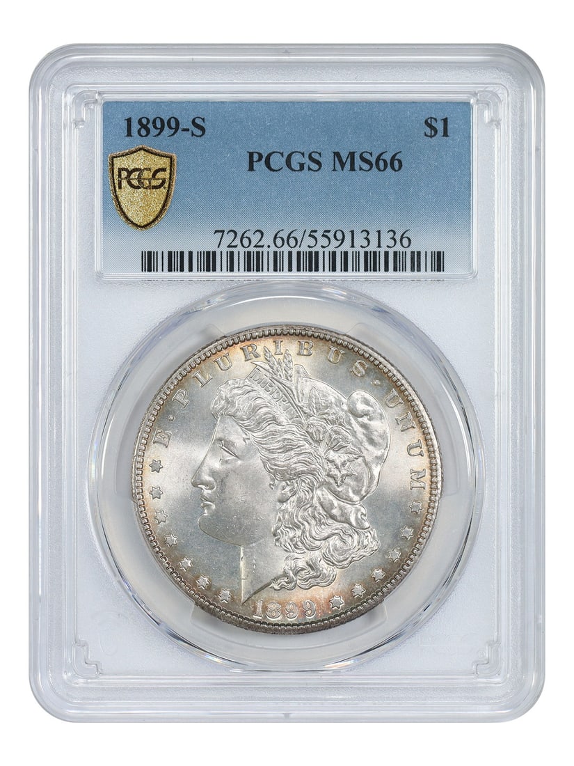 Morgan Dollar - 1899-S $1 PCGS MS66: Morgan Dollar - 1899-S $1 PCGS MS66 This listing features Morgan Dollar - 1899-S $1 PCGS MS66. Item specifics are provided below. Item Specifics: Certification: PCGS Certification Number: 55913136