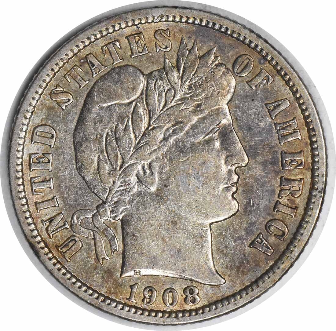 Uncertified 1908-D Barber Silver Dime Over Date FS-303 EF (1 of 2)