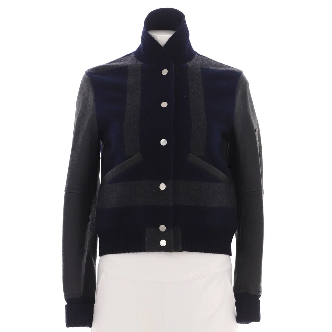 Blend Hermes Women's Colorblock Bomber Jacket Leather with Cashmere (1 of 4)