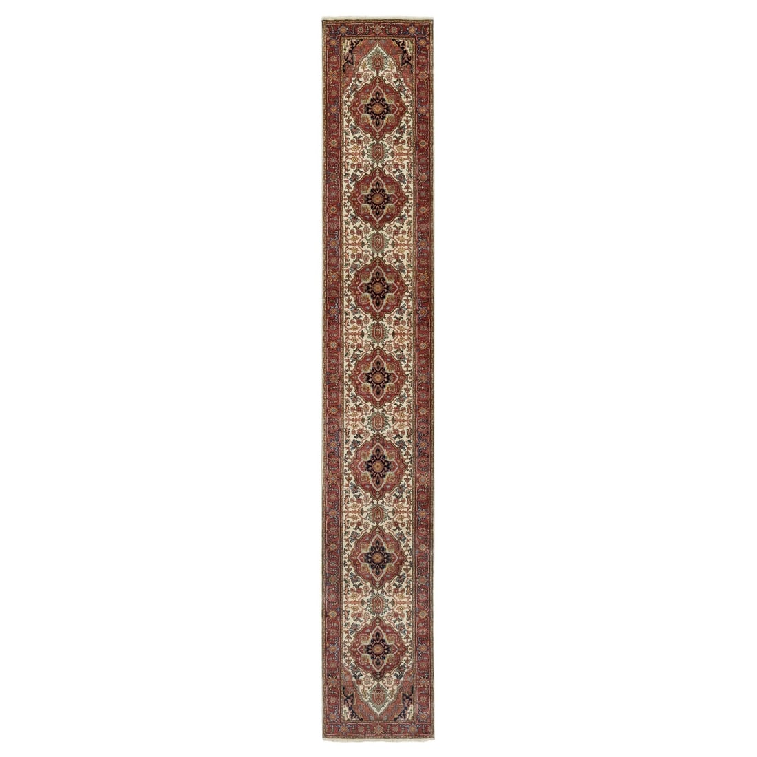 Rug 2'6"x16'1" Ivory Wool Heris Re-Creation Motifs Hand Knotted XL Runner: Rug 2'6"x16'1" Ivory Wool Heris Re-Creation Motifs Hand Knotted XL Runner This listing features Rug 2'6"x16'1" Ivory Wool Heris Re-Creation Motifs Hand Knotted XL Runner. Item specifics are provided b