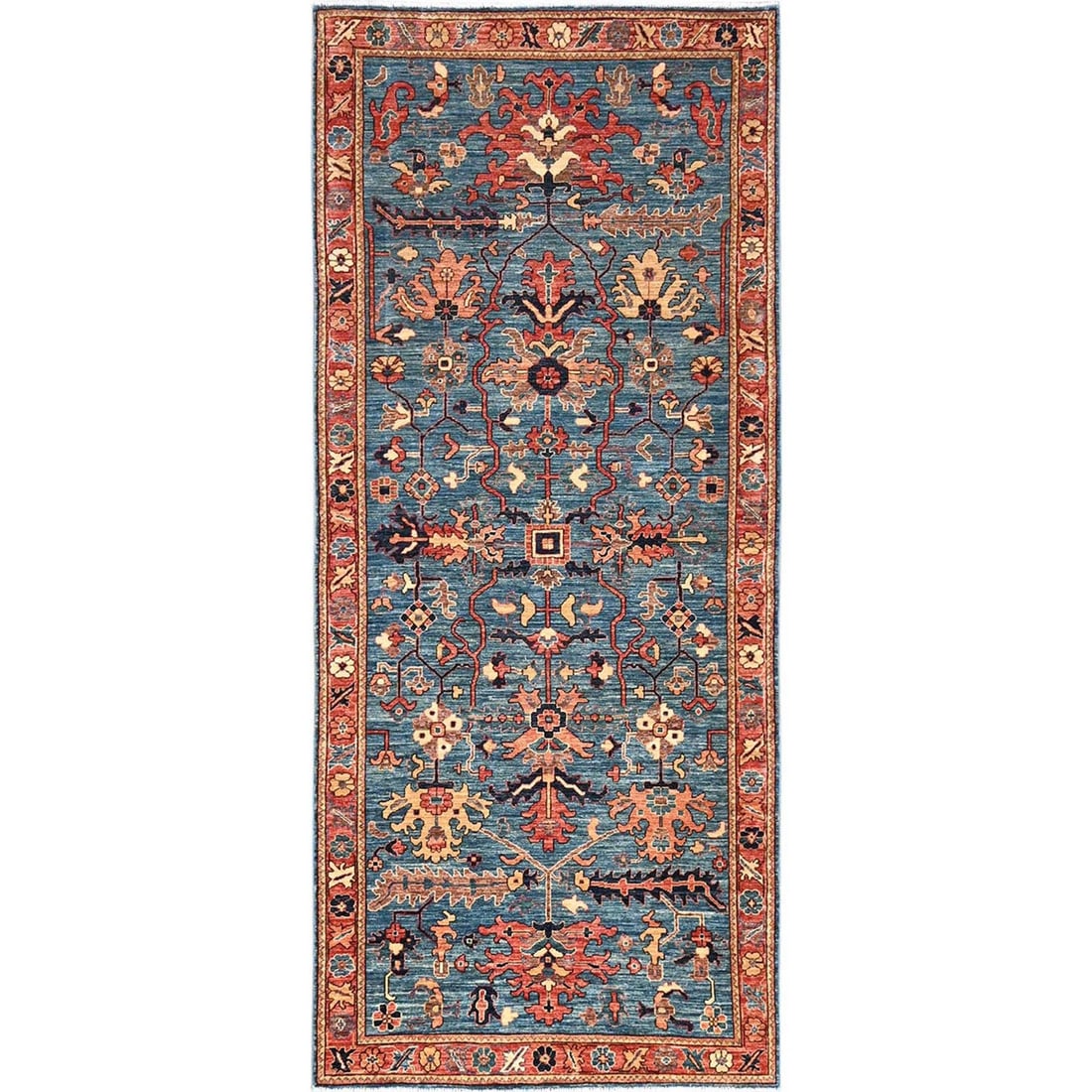 Rug 4'1"x9'7" Sailor Blue Heris All Over Design Hand Knotted Wool Runner: Rug 4'1"x9'7" Sailor Blue Heris All Over Design Hand Knotted Wool Runner This listing features Rug 4'1"x9'7" Sailor Blue Heris All Over Design Hand Knotted Wool Runner. Item specifics are provided bel