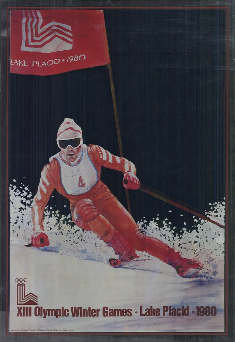 W ARTIST UNKNOWN XIII Olympic Winter Games 30" x 21" Foil Print 1980 Photography (1 of 4)