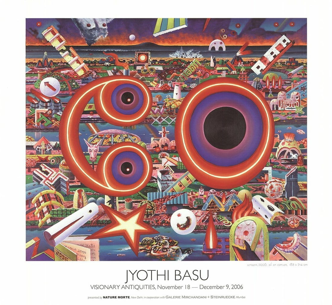 Color JYOTHI BASU Scream 19.25" x 21" Poster 2006 Contemporary Multicolor Chaos (1 of 1)