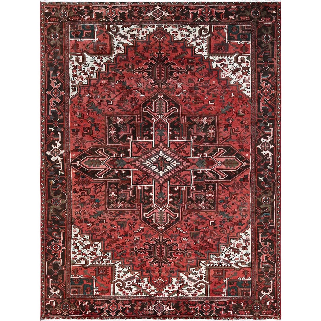 Rug 8'1"x10'8" Blush Red Vintage Zoroastrian Heris Pure Wool Hand Knotted: Rug 8'1"x10'8" Blush Red Vintage Zoroastrian Heris Pure Wool Hand Knotted This listing features Rug 8'1"x10'8" Blush Red Vintage Zoroastrian Heris Pure Wool Hand Knotted. Item specifics are provided b