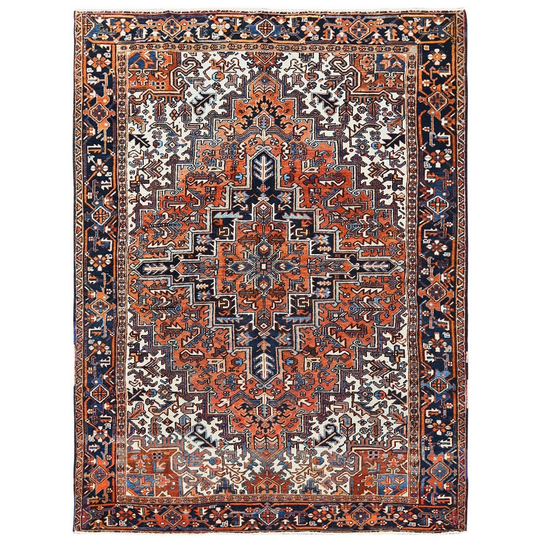 Rug 7'7"x10'2" Yam Orange Vintage Zoroastrian Heris Pure Wool Hand Knotted: Rug 7'7"x10'2" Yam Orange Vintage Zoroastrian Heris Pure Wool Hand Knotted This listing features Rug 7'7"x10'2" Yam Orange Vintage Zoroastrian Heris Pure Wool Hand Knotted. Item specifics are provided