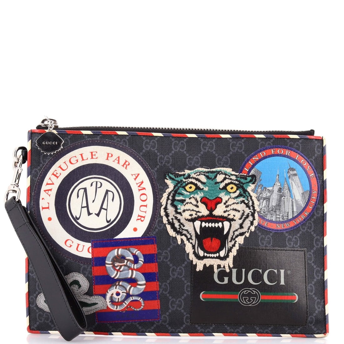 Applique Gucci Night Courrier Pouch GG Coated Canvas with: Applique Gucci Night Courrier Pouch GG Coated Canvas with This listing features Applique Gucci Night Courrier Pouch GG Coated Canvas with. Item specifics are provided below. Item Specifics: Brand: Guc
