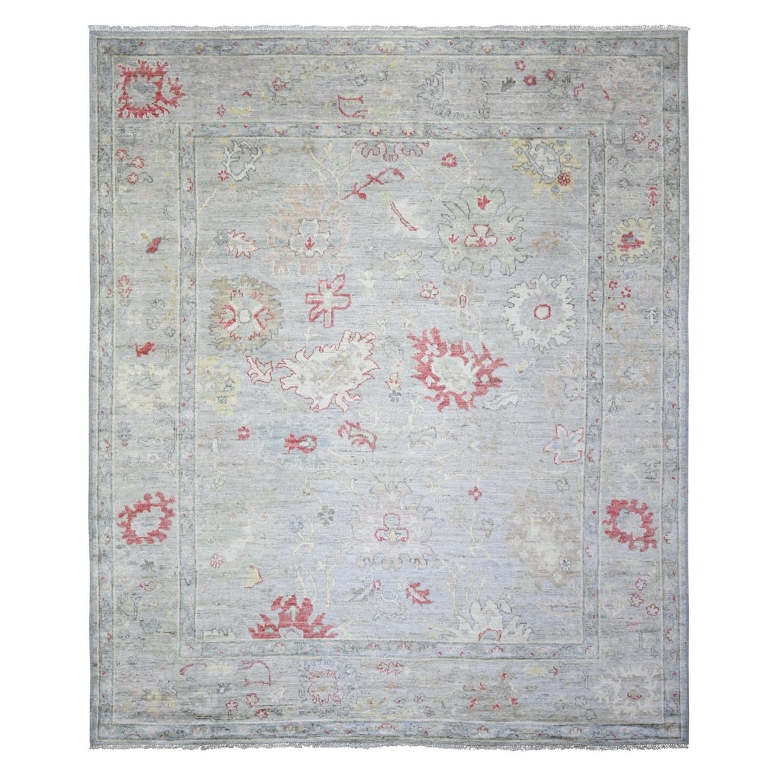 Rug 8'3"x9'8" Silver Gray Afghan Angora Oushak Wool Hand Knotted: Rug 8'3"x9'8" Silver Gray Afghan Angora Oushak Wool Hand Knotted This listing features Rug 8'3"x9'8" Silver Gray Afghan Angora Oushak Wool Hand Knotted. Item specifics are provided below. Item Specifi