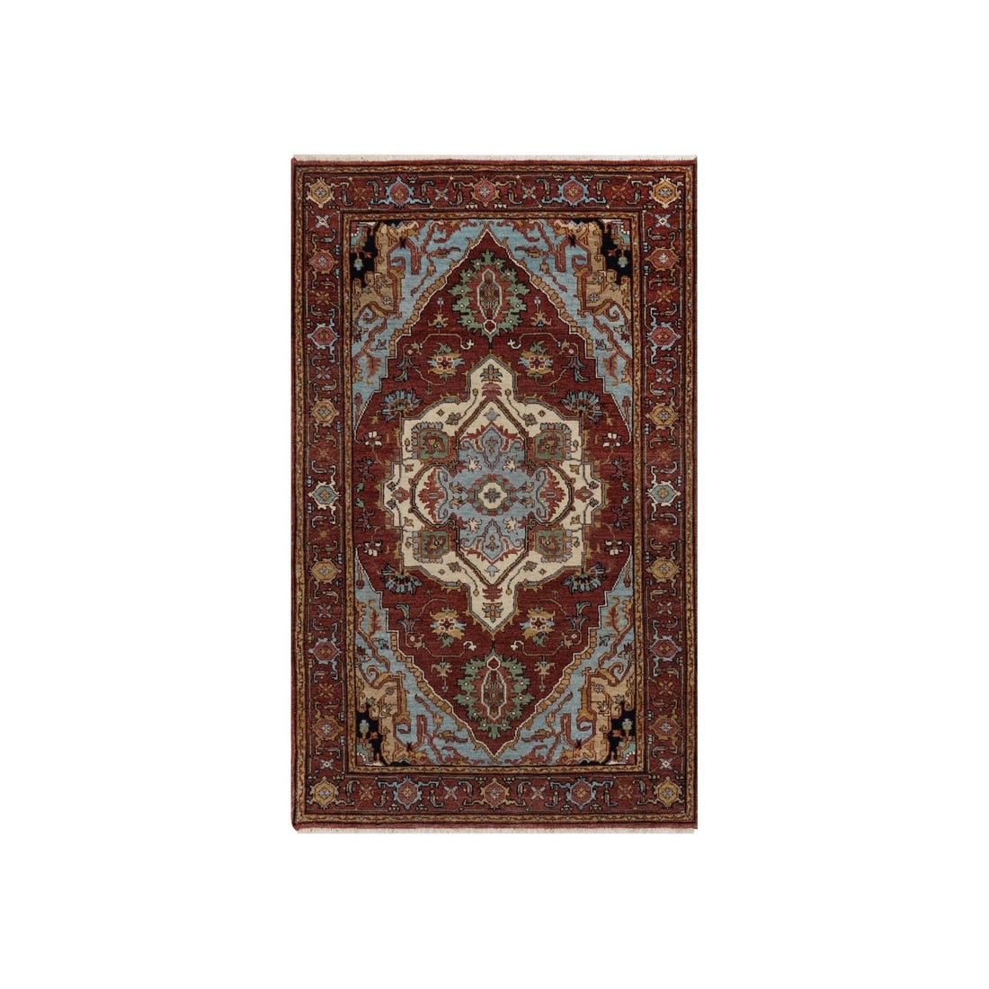 Rug 3'1"x5'1" Barn Red Antiqued Fine Heris New Zealand Wool Hand Knotted: Rug 3'1"x5'1" Barn Red Antiqued Fine Heris New Zealand Wool Hand Knotted This listing features Rug 3'1"x5'1" Barn Red Antiqued Fine Heris New Zealand Wool Hand Knotted. Item specifics are provided bel