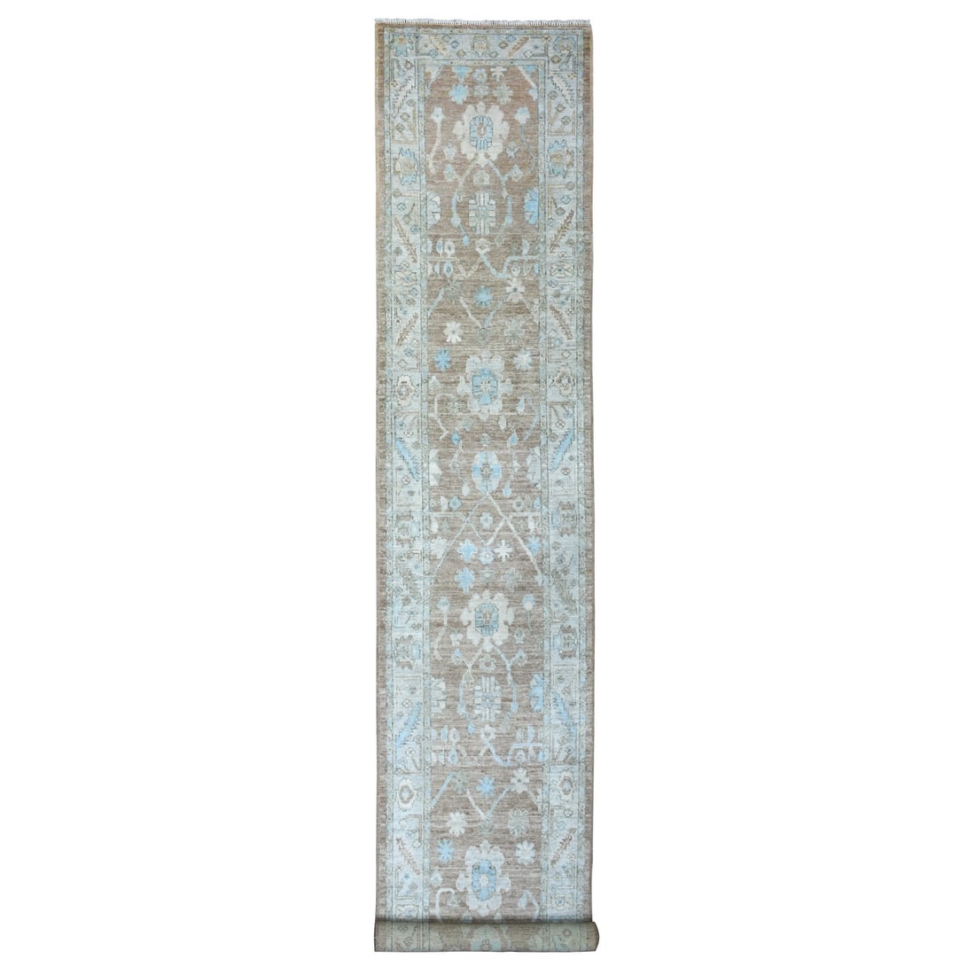 Rug 2'10"x17'1" Brown Flowing Design Angora Ushak Hand Knotted Runner: Rug 2'10"x17'1" Brown Flowing Design Angora Ushak Hand Knotted Runner This listing features Rug 2'10"x17'1" Brown Flowing Design Angora Ushak Hand Knotted Runner. Item specifics are provided below. It