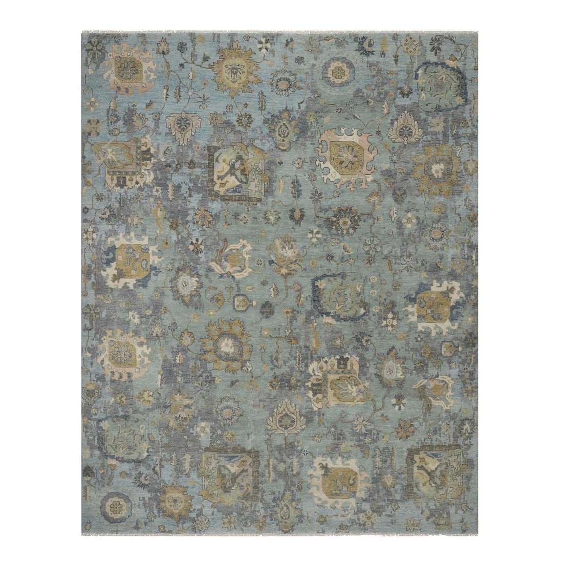 Pattern 8'x10'1" Frosty Green Hand Knotted Rug 100% Wool Oushak with Leaf: Pattern 8'x10'1" Frosty Green Hand Knotted Rug 100% Wool Oushak with Leaf This listing features Pattern 8'x10'1" Frosty Green Hand Knotted Rug 100% Wool Oushak with Leaf. Item specifics are provided b