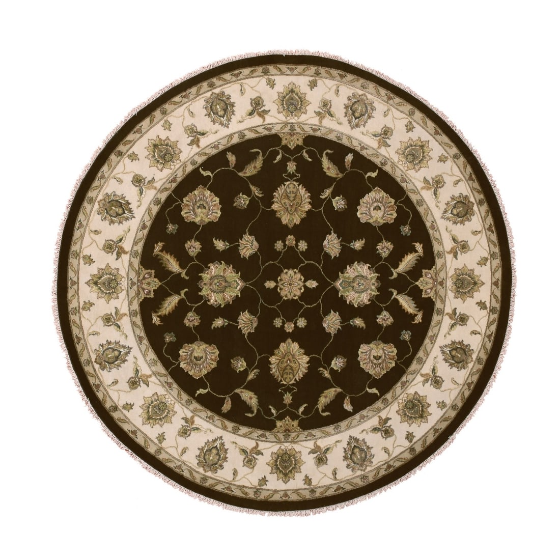 Rug 8'x8' Brown Rajasthan All Over Design Wool Silk Hand Knotted Round: Rug 8'x8' Brown Rajasthan All Over Design Wool Silk Hand Knotted Round This listing features Rug 8'x8' Brown Rajasthan All Over Design Wool Silk Hand Knotted Round. Item specifics are provided below.